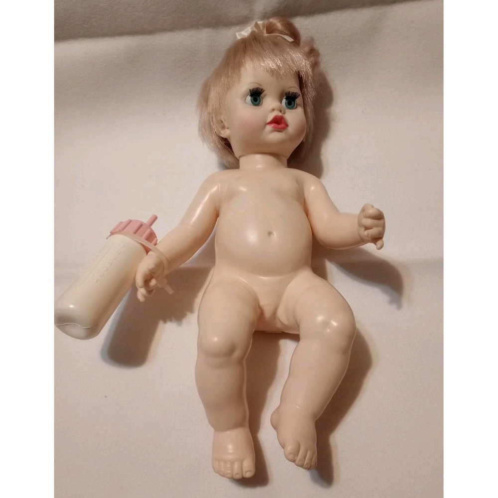 Vintage 1971 Ideal Drink And Wet Doll With Bottle 12" Doll